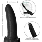 Original Accommodator Latex Dong – Hands Free Strap On Probe For Couples – Adult Dildo Sex Toys - Black