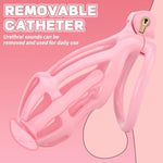 Male Chastity Cage, Lightweight Chastity Device With 5 Sizes Rings And Invisible Lock For Man Penis Exercise Bondage Gear & Accessories Adult Sex Toys (Tight Size-Pink)