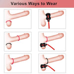 Cock Ring Adjustable Penis Ring Set Silicone Soft Stretchy Male Sex Toys Adult Toys Cockring Cock Sexual Stimulation Device Ring For Erection Enhancing Long Lasting Stronger (Red)