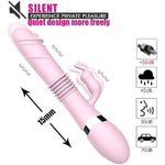 Silicone Thrusting Vibrator Dildo For Women, Clitoral Butt Nipple G Spot Stimulator With 10 Powerful Vibration Thrust And Lick Modes, Rechargeable Rabbit Vibrators Adult Sex Toys For Couple(Pink)
