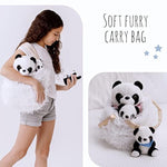 Panda Stuffed Animal Bear Plush Toy For Girls 5 Pcs Set - Mommy, 2 Babies, Bag, Blanket Stuffies 3 4 5 Year Old Girl, Little Girls Birthday, Christmas Age 3-9