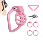 Lightweight Male Chastity Cage Sex Toys Cock Cage Contains 4 Different Curved Rings Chastity Device With Invisible Lock To Punish Man'S Penis Hollowed Out And Breathable Resin Penis Cage (L,Pink)