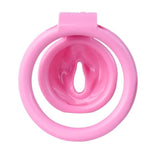Fake Woman Vagina Chastity Cage Lock With 4 Cock Rings Sissy Resin Cock Cages Adults Sex Toys With Labia Male Sm Extreme Bondage Devices (Pink)