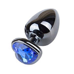 Anal Plug, Blue Jewelry Heart Shaped Butt Plug Anal Trainer Sex Toys Personal Massager for Unisex Masturbation (Large Plug)