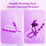 Vibrating Cock Ring With Anal Beads And Bullet Vibrator - 10 Strong Modes - Penis Ring Adult Sex Toys For Men And Women Provides Clitoral, G Spot, And Butt Plug Stimulation For Couples