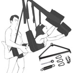 Adult Sex Swing Bondage Restraint Bdsm Sex Toy With Steel Triangle Frame Love Slings For Adult Couples With Adjustable Straps (Black With Steel Triangle)