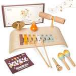 Wooden Drum Set, 6 In 1 Toddler Drum Set, Wooden Musical Toys For Toddlers, Montessori Toys For Boy Girls, Preschool Educational Gift With Songbook