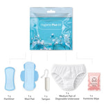 Hygiene Plus Bulk Period Kit with Disposable Underwear (Medium) – Complete Menstrual Care Kits for Schools, Healthcare & Organizations – Includes Tampon, Maxi Pad, Pantyliner & Wipe (1)