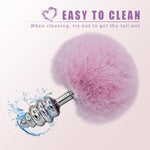 Rabbit Tail Anal Plug?Metal Spiral Buttplug?Anal Sex Toys For Beginners,Plug Anal For Couples?Pink Anal Toys For Dress Up Party (Small Pink)