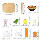 2 Sets Kids Pretend Play Toy Kitchen Cooking Toy Steamed Toy Food Chinese Breakfast Food Play Set Dollhouse Furniture (26Pcs)