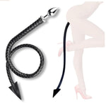 Anal Plug With 108Cm Devil Tail, 3.5Cm Stainless Steel Butt Plug With Pu Leather Whip Tail 2 In 1 Sexy Buttplug Tail Sex Toys Flirt For Women Men Adult Couples Play
