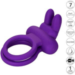 Silicone Rechargeable Dual Rockin’ Rabbit Enhancer, Vibrating Cock Ring For Couple Adult Sex Toy Purple Se-1843-20-3