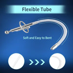 Urethral Sound Hollow Urethral Plug Stainless Steel Tip Cock Ring Silicone Probe Tube Urinary Dilator Urethra Prostate Masturbation Rod