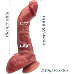 8.6" Curved Realistic Dildo For 3Xlr Sex Machine Liquid Silicone Dildo G-Spot Orgasm Big Dick Wand Lifelike Penis For Vagina & Anal Play(Brown)