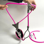 Male Chastity Belt Stainless Steel Invisible Underwear Belt Lockable Pants Light All -Inclusive with Penis cage for aldult Man (Pink, 90-120cm)