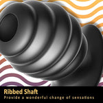 Anal Plug Hollow Ribbed Butt Plug Trainer For Comfortable Wear Hive Ass Tunnel Prostate Massager Sex Toy With Curved Base For Women Men Black (L)