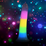 Lollicock 7" Glow-In-The-Dark Rainbow Premium Silicone Dildo For Men, Women, & Couples. Strong Suction Base Firm & Flexible Harness Compatible. 1 Piece, Rainbow