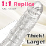 12.6 Inch Super Huge Dildo, 2'' Diameter Realistic Thick Dildo With Curved Shaft For Vaginal G-Spot Stimulation And Anal Play, Adult Sex Toys For Women Men Couples