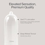 Ribbed Condoms For Men,Texture Natural Latex Condoms With Sillicone Lubricant, Ultra Sensitive Safe Sex Protection–2.12-Inch/54 Mm Diameter (3Count)