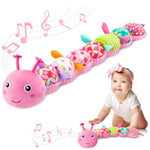 Baby Toys 0-6-12 Months,Infant Musical Stuffed Animals Activity Toys With Muti-Sensory Crinkle,Rattles,Baby Girl Toys Gifts For Newborn Tummy Time,Caterpillar,Pink