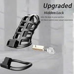 Male Chastity Cage,Large Cock Cage Device With 3 Sizes Rings And Invisible Lock For Abstinence Man Penis Exercise Training Bondage Adult Sex Toys Black (Xl)