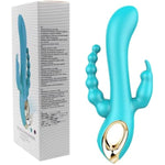 3 In 1 Silicone G-Spot Rabbit Anal Vibrator Vibrating Dildo Adult Sex Toys With 10 Vibrating Modes For Women Waterproof Rechargeable Clitoris Vagina Stimulator Massager Sex Things For Couple?Blue?