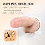 Blush Dr. Skin Plus 7" Realistic Dildo - Posable Girthy Penis W/Balls - Triple Density, Suction Cup, Strap-On Compatible, Lifelike Anal Or Vaginal Cock Sex Toy For Women, Men & Couples - (Vanilla)
