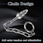 Anal Butt Plug Inserting Toys Metal Chain With Penile Ring Cock Ring Clitoral G-Spot Stimulator For Couples Anal Training Sets For Beginners Prostate Massager Advanced Players