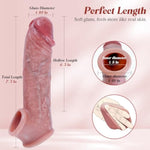 Huge Realistic Reusable Penis Sleeve Extender With Cock Ring, 6.5" Insertable Size Ultra Soft Thickening Silicone Penis Enlarger,Enhances Male Stamina, Big Adult Sex Toy For Men & Couples