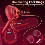 Vibrating Cock Ring Set For Couples, Soft Body-Safe Silicone Double Penis Ring With Rose Heart Design, Clitoral Bullet Vibrator, 9 Vibration Modes, 6 Sizes Of Penis Rings For Men & Women Adult Toys
