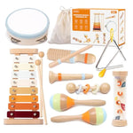 Toddler Musical Instruments Sets, Montessori Wooden Percussion Educational Baby Musical Toys Xylophone Maracas Tambourine For 2 3 4 Year Old Girls Boys Christmas Stocking Suffers Gifts For Kids