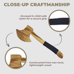 - 2-Pack - Wooden Toy Axe Hatchet - Handmade - Lightweight Wood Toy Hatchet Set For Outdoor Play