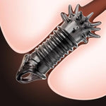 Tpe Penis Sleeve With Massage Points Delay Ejaculation Sleeve Reusable Cock Extender For Enlargement Stamina Training Waterproof Travel-Friendly Adult Sex Toys For Men Couples (Black)