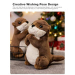Cute Weighted Otter Stuffed Animal, 7.5" Adorable River Otter Plush Standing Prayer Toy Fluffy Soft Kawaii Plushy Home Decor Birthday Gift For Boys Girls Kids Teens Adults (Brown, 19Cm)