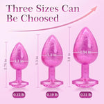 Anal Plug Training Kit Sex Toy, Ice Flake Finish With Jeweled Base 3Pcs Set Anal Butt Trainer, Anal Plug Adult Sex Toys For Beginner Prostate G Spot Prostate Plugs (Rose)