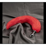 Multi-Function Fox Tail Fur Anal Butt Plug Sex Toys For Sm & Cospaly Role Play Stainless Steel Plug Red