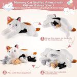 5 Pieces Cat Stuffed Animals With Babies Inside Belly - 1 Mommy Stuffed Cat With 4 Kittens - Stuffed Kitty Plush Toys For Kids Age 3-8, Gifts Ideal For Christmas, Valentine'S, Birthday