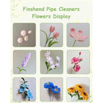 400 Pcs Blue Pipe Cleaner Flower Kit, 4 Colors Chenille Stems for DIY Crafts