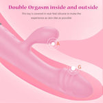 Thrusting Rabbit Vibrator Sex Toys, Adult Sex Toy For Women G Spot Vibrator With 10 Vibration Modes, Silicone Double-Ended Rabbit Vibrators Dildo For Women Couple(Pink)