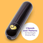 Glow Up Bullet Vibrator - 3 Inch Easy To Use Mini Bullet Massager - 10 Function Bullet Vibrator For Women - Rechargeable & Waterproof - Black