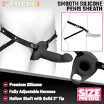 2" Erection Smooth Premium Silicone Penis Sheath For Men & Couples, Waterproof And Fully Adjustable Penis Sheath, 1 Piece - Black