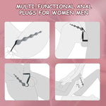 Silicone Anal Plug With Penis Cock Rings Adult Anal Sex Toys For Women Men, Flexible Silicone Anal Beads Butt Plug Massager Graduated Design Bullet G Spot Stimulor For Couples Play