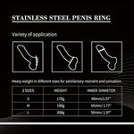 Heavy Duty Stainless Steel Penis Cock Ring Scrotum C-Ring Harder Stronger Erection Penis Enhancer Delay Ejaculation (L)
