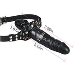 Double-Cock Lockable Realistic Penis Gag, Mouth Gag With Adjustable Leather Strap, Sm Dildo Gag(Long & Short)