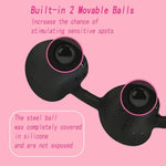 Silicone Anal Beads Built-In 2 Roller Ball Anal Plug Cherry Butt Plug With Long Handle Anal Sex Toy For Men Women Anal Sex
