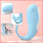 10 Modes Remote Wearable Jump Egg Dolphin Shape Female Vibrator- Silicone Clitoal Vibrator G Spot Vibrator with Heating Adult Sex Toy for Women Man (Blue)