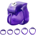 Ht-V5 Male Chastity Cage - Lightweight Resin Male Chastity Cage With Click&Lock Key | Ergonomic Design| Bondage Gear &Adult Sex Toy For Men – Includes 5 Ring Sizes (Purple, Nub)