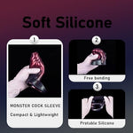 Silicone Monster Sleeve Girth Enhancer Plus Sleeve With Cock Ring Adult Sex Toys For Men Red And Black
