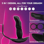 Male Sex Toys For Men Prostate Massager-3 In 1 Vibrating Cock Ring Penis Ring Taint Stimulator With Remote Control,7 Modes Anal Toys Butt Plug G Spot Vibrator Dildo Vibrating Anal Plug