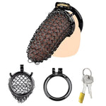 Metal Mesh Penis Cage, Sm Stainless Steel Penis Cage With Cock Rings, Male Chastity Devices Set, Bdsm Restraint Penis Chastity Belt Lock Cock Cage, Adult Bondage Game Sex Toy (Xxl, 55Mm)